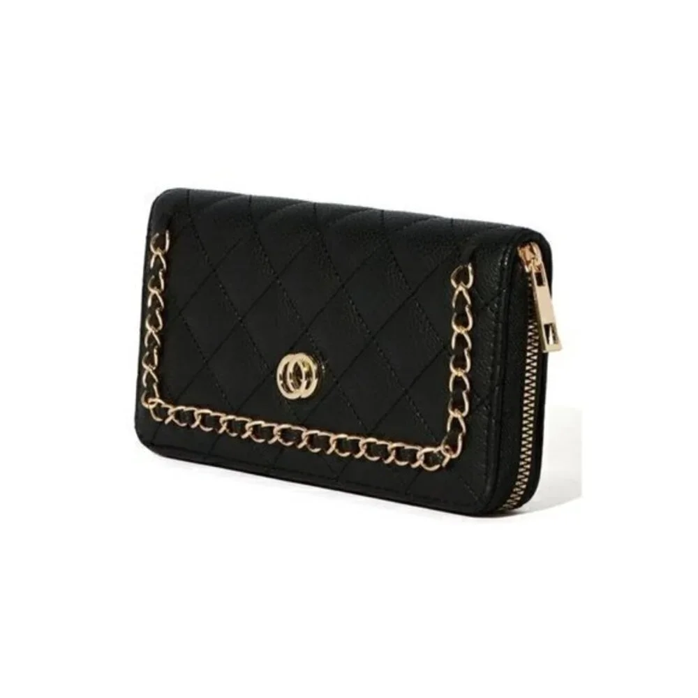Design Wallet Chain Detail 12 Card Slots Black